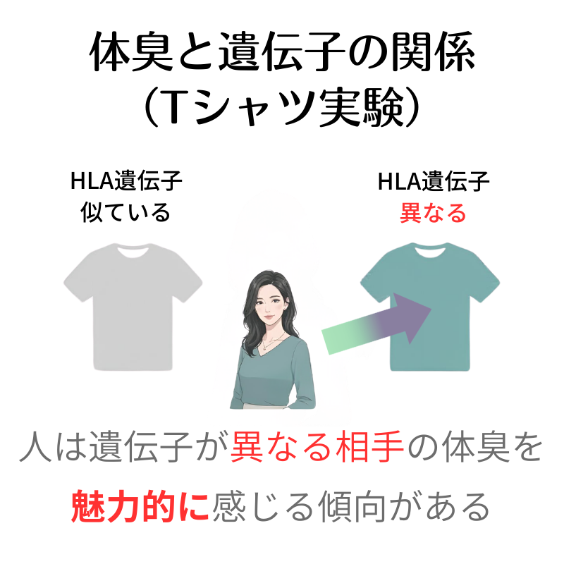ヴェデキントの実験（スイスの動物学者クラウス・ヴェデキントが1995年に発表）は、人間が異性の匂い（汗）を嗅ぎ分け、自分とは異なる遺伝子タイプ（HLA遺伝子）を持つ相手を好む傾向があることを示した有名な研究