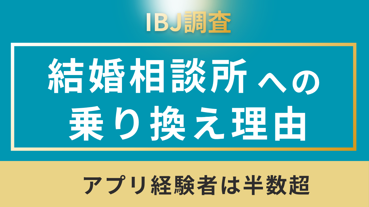 結婚相談所への乗り換え理由を示すIBJ調査。入会前のアプリ経験者は男女とも半数超